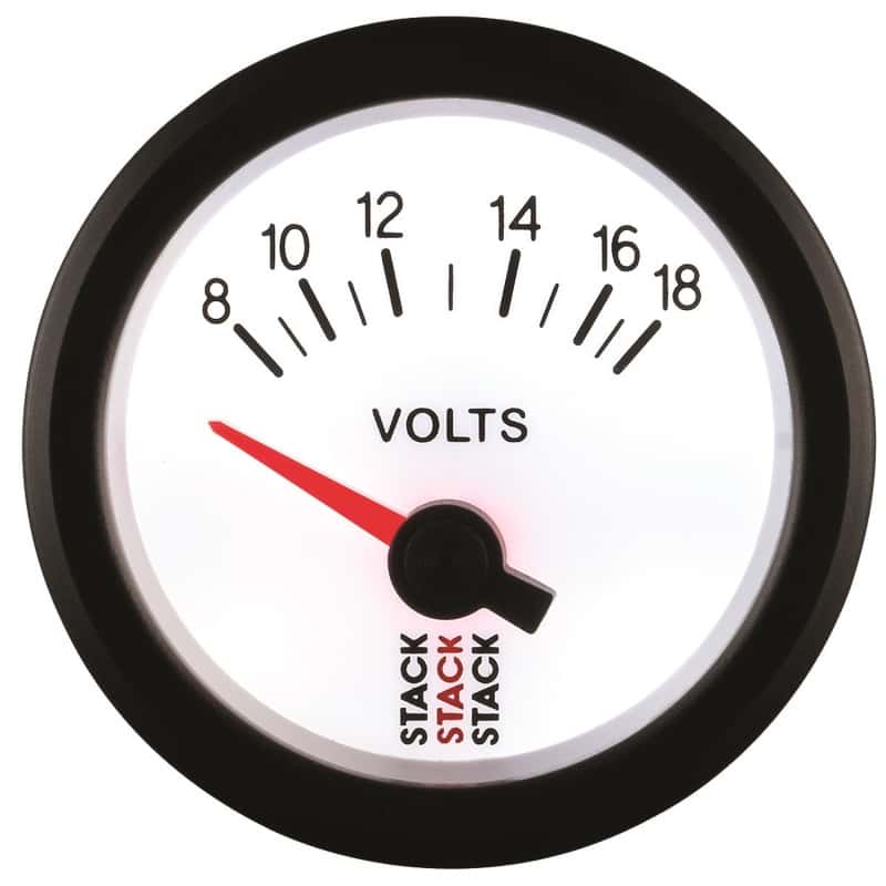 AutoMeter — Autometer Stack 52mm 8-18V Electric Battery Voltage Gauge - White
Ga Volt Elec Wht 18v - view 4