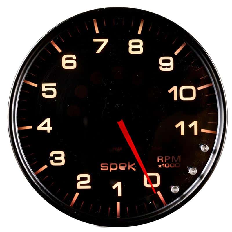AutoMeter — Autometer Spek-Pro Gauge Tachometer 5in 11K Rpm W/Shift Light & Peak Mem Black/Smoke/Black
GA 5" 11KRPM BSB SPK - view 1