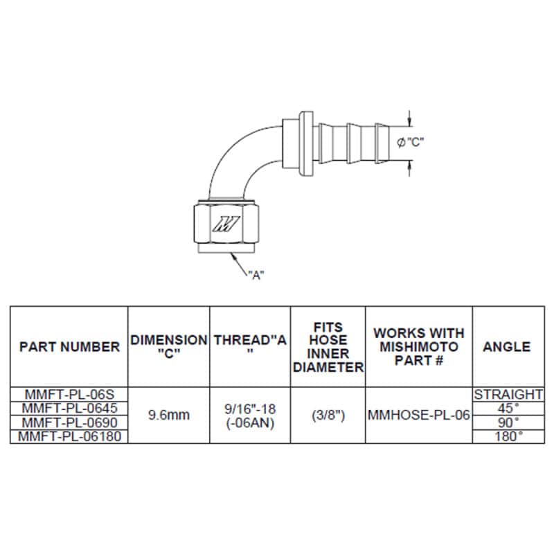 Mishimoto — Mishimoto Straight Push Lock Fitting - 6AN
Hose Fitting - view 4