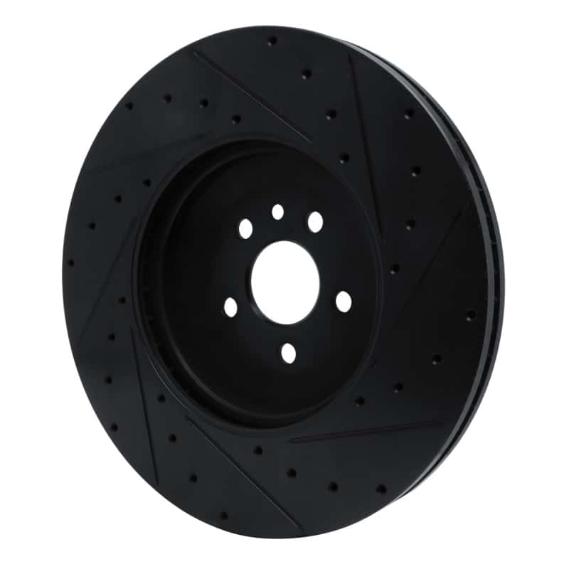 R1 Concepts — R1 21-25 Jaguar F-Pace Front Left Drilled & Slotted Black Brake Rotor - view 5