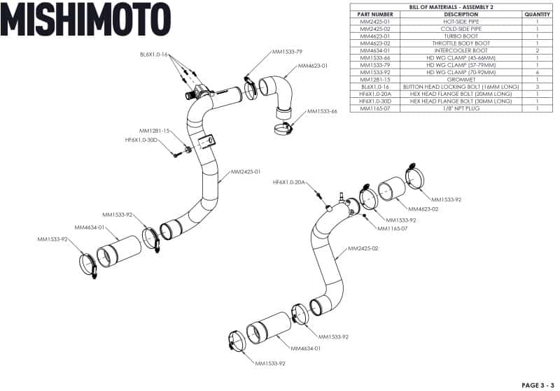 Mishimoto — Mishimoto 21+ Bronco 2.3L High Mount INT Kit BK Core BK Pipes - view 12