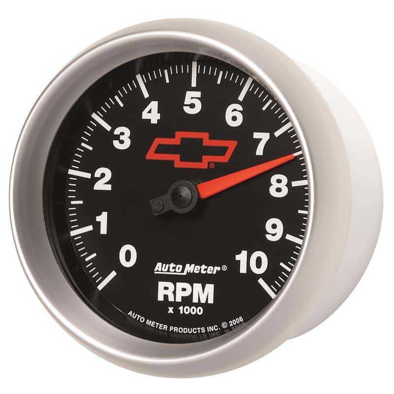 AutoMeter — AutoMeter Gauge Tachometer 3-3/8in. 10K RPM In-Dash Chevy Red Bowtie Black
3-3/8" TACH, 10,000 - view 4