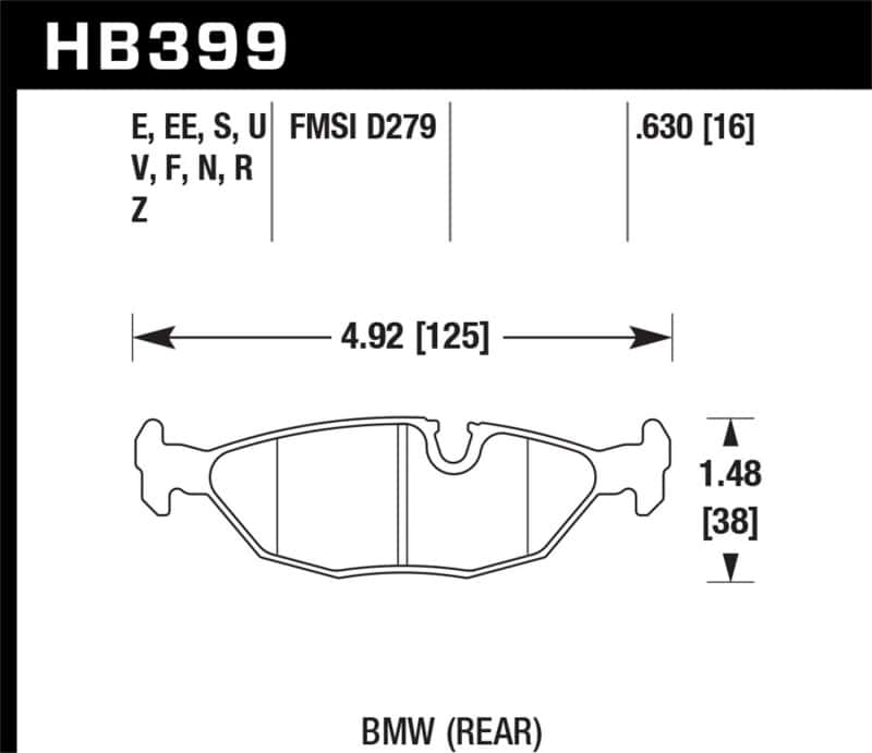Hawk Performance — Hawk 86-87 BMW 325 2.7L Rear ER-1 Brake Pads
Disc Brake Pad - view 1