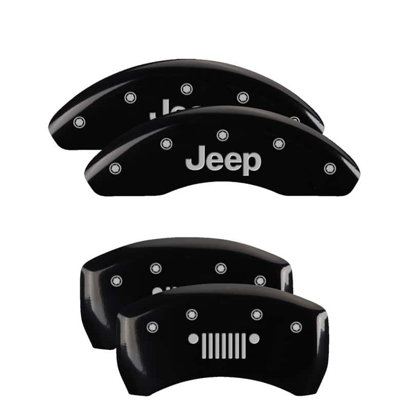 MGP — MGP 4 Caliper Covers Engraved Front JEEP Engraved Rear JEEP Grill logo Black finish silver ch
Caliper Covers - view 1