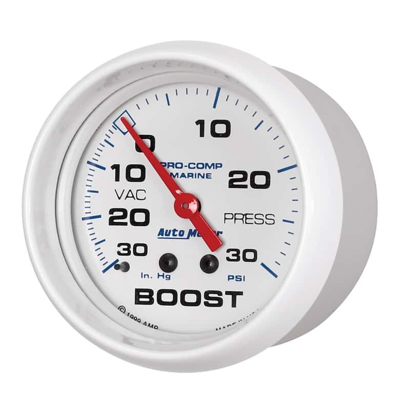 AutoMeter — Autometer Marine White Gauge 2-5/8in Mechanical Vacuum/Boost Gauge 30INHG-30PSI
GA 2.6" BST 30 M MW - view 5