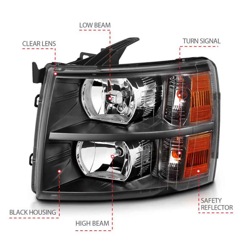 ANZO — ANZO 2007-2013 Chevrolet Silverado Crystal Headlights Black
Crystal Headlights
Head Light Set - view 9