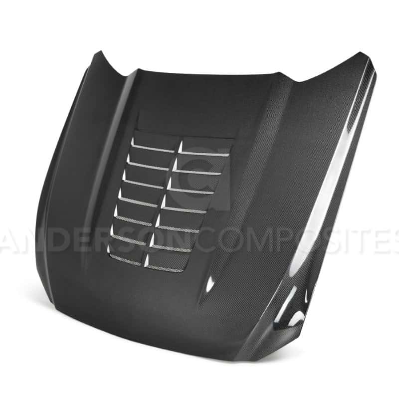 Anderson Composites — Anderson Composites 15-17 Ford Mustang (Excl. GT350/GT350R) Double Sided Type-GT5 Carbon Fiber Hood - view 2