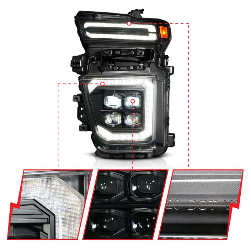ANZO — ANZO Z-Series 20-23 Chevy Silverado 2500/3500 Z-Series Full LED Proj Headlights Black - Driver Side - view 9
