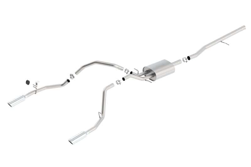 Borla — Borla 14 Silv/Sierra 1500 C/B S-Type Exhaust/2.75in Into Dual 2.25in Out 4in Tip Split Rear Exit
Cat-Back System
ExhstSysKt - view 2