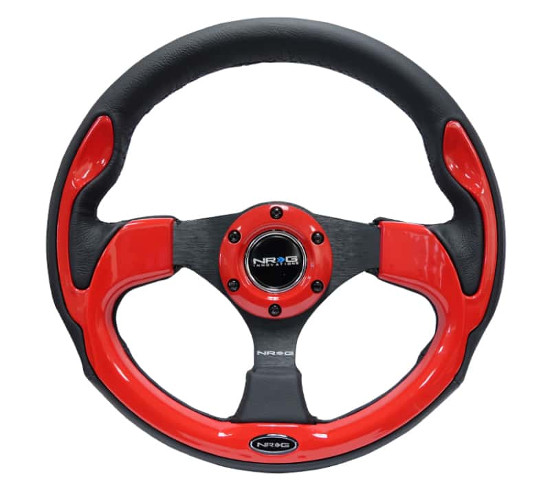 NRG — NRG Reinforced Steering Wheel (320mm) Blk w/Red Trim & 5mm 3-Spoke - view 5