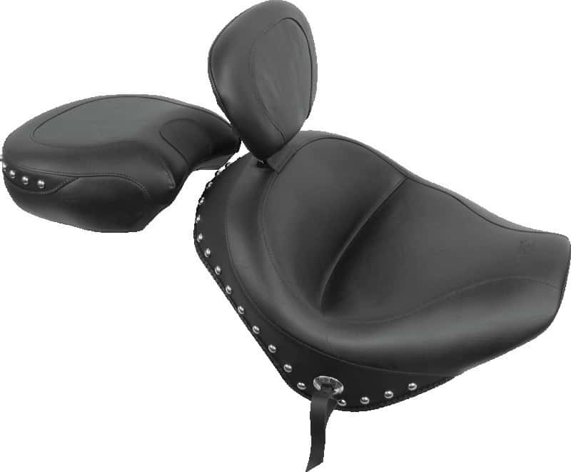 Mustang Motorcycle — Mustang 02-09 Honda VTX1300 Retro, S ,T Wide Touring 2PC Seat w/Driver Backrest Studs - Black - view 2