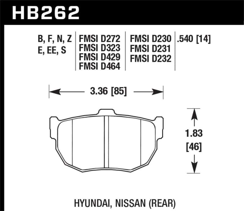 Hawk Performance — Hawk 89-97 Nissan 240SX SE HPS Street Rear Brake Pads
Disc Brake Pad - view 3
