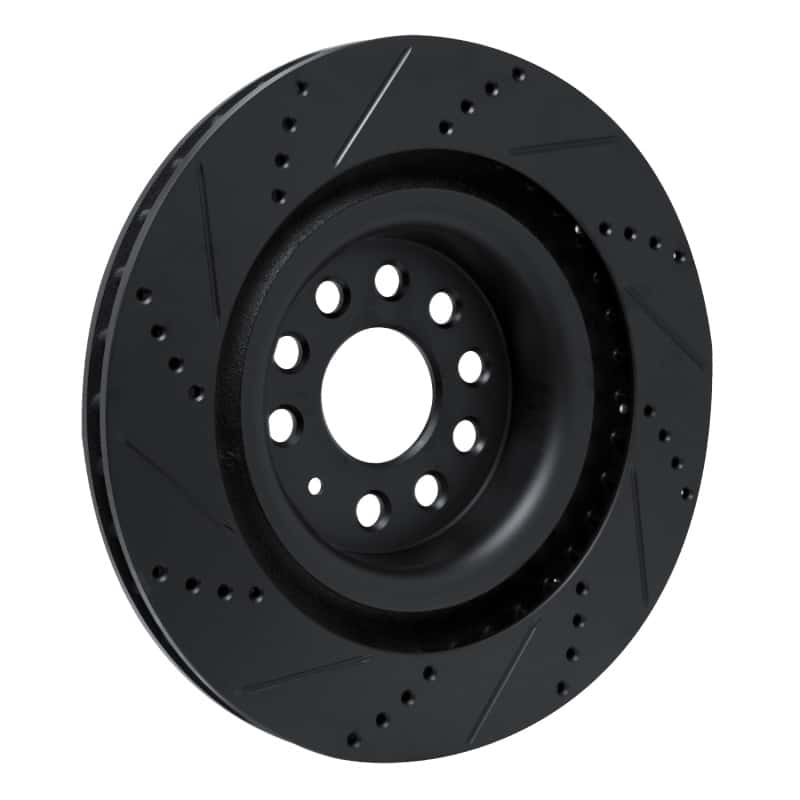 R1 Concepts — R1 12-21 Tesla Model X Rear Left Drilled & Slotted Black Brake Rotor
R1 Brake Rotor Drill - view 4