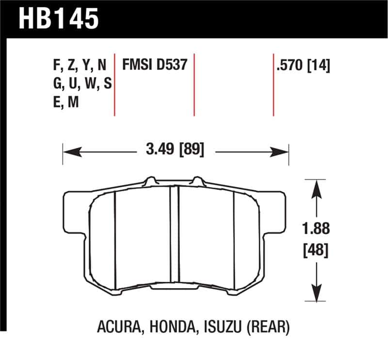 Hawk Performance — Hawk 1997-1997 Acura CL 2.2 HPS 5.0 Rear Brake Pads
Disc Brake Pad - view 1