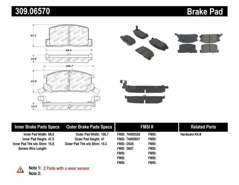 Stoptech — StopTech Performance 1/90-95/00-05 Toyota MR2/Spyder Rear Brake Pads
Sprt Brk Pad W/Hdwr - view 1