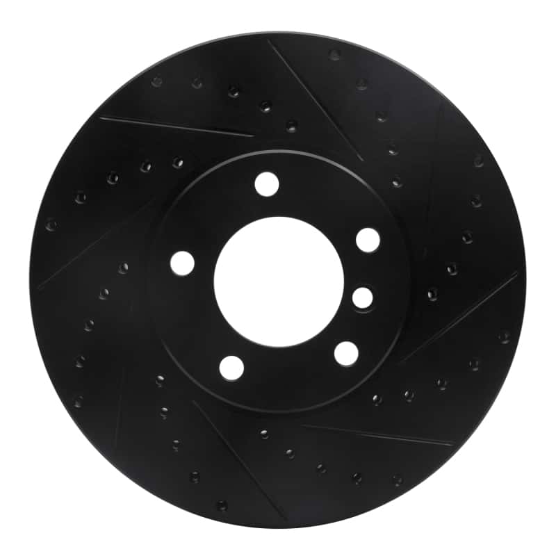 R1 Concepts — R1 00-03 BMW 530I Front Right Drilled & Slotted Black Brake Rotor
R1 Brake Rotor Drill - view 1
