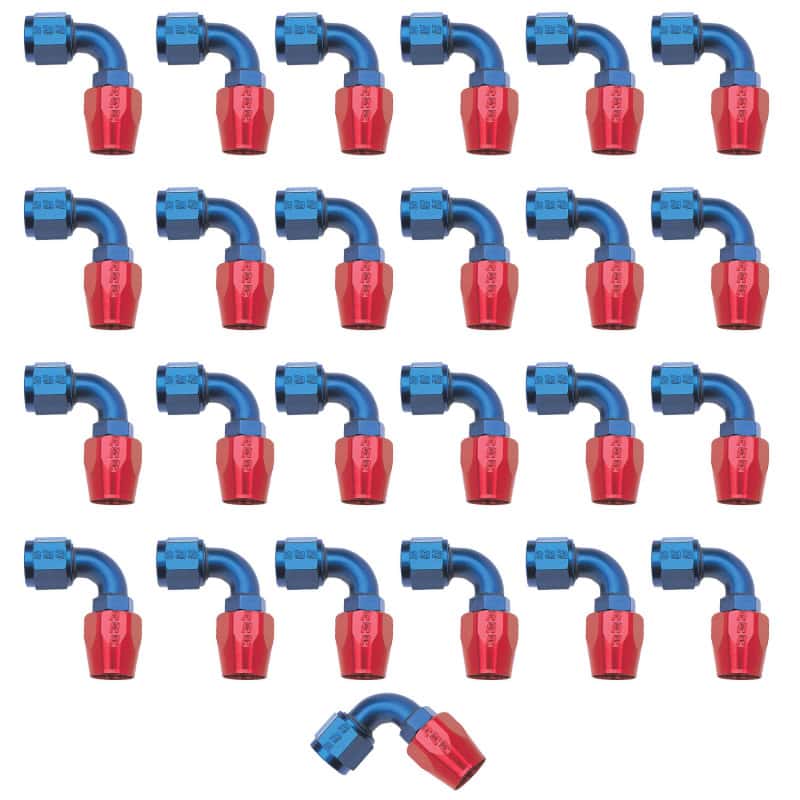 Russell — Russell Performance -8 AN Red/Blue 90 Degree Full Flow Hose End (25 pcs.)
Hose Fitting - view 1