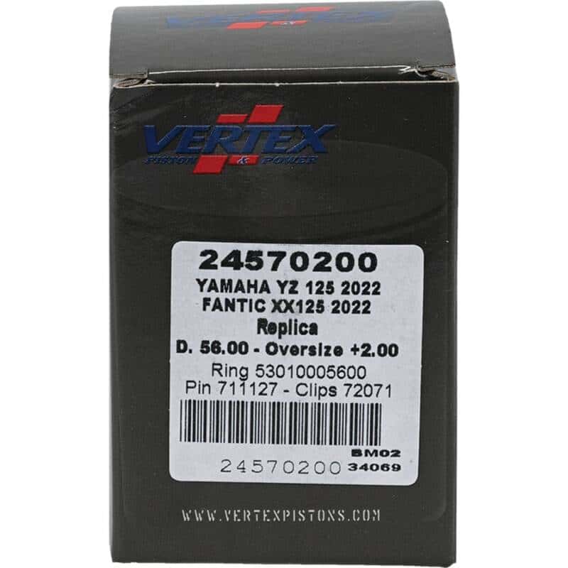 Vertex Pistons — Vertex Piston 2023 Fantic Motor XE 125 125cc +2.00mm Oversized Cast Replica Piston Kit - view 4
