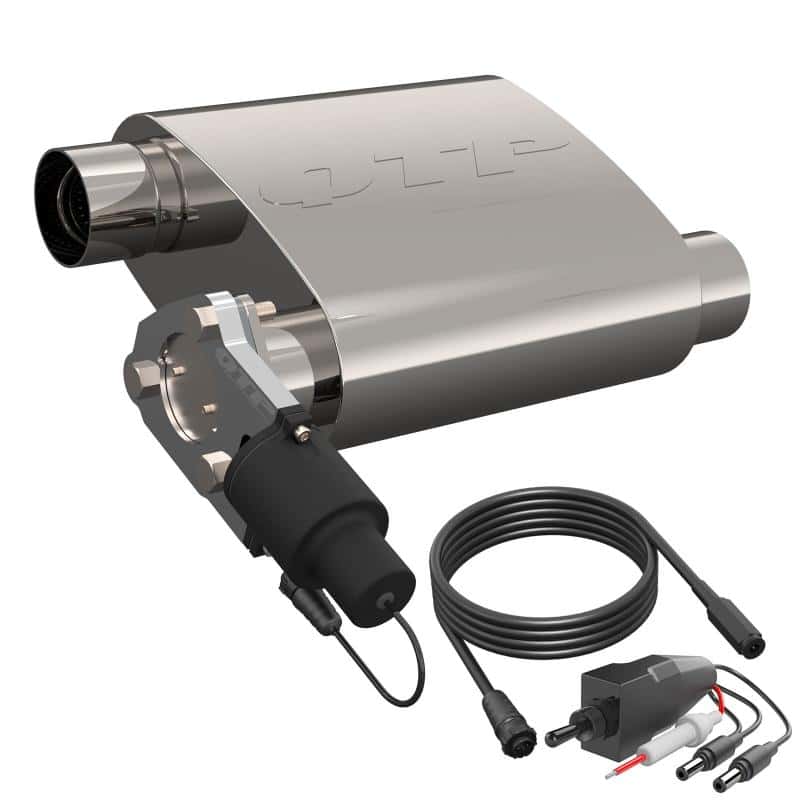 QTP — QTP 2.5in Weld-On 304SS Reverse Screamer Muffler Short Case w/Bolt-On QTEC Electric Cutout - view 2