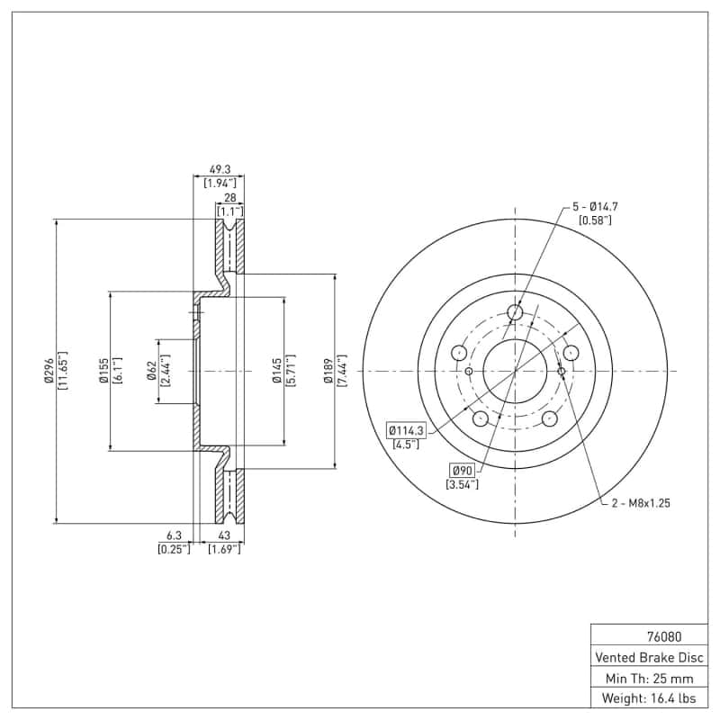 DFC — DFC 11-16 Scion tC Front GeoSPEC Coated Rotor
DFC Brake Rotor - view 6
