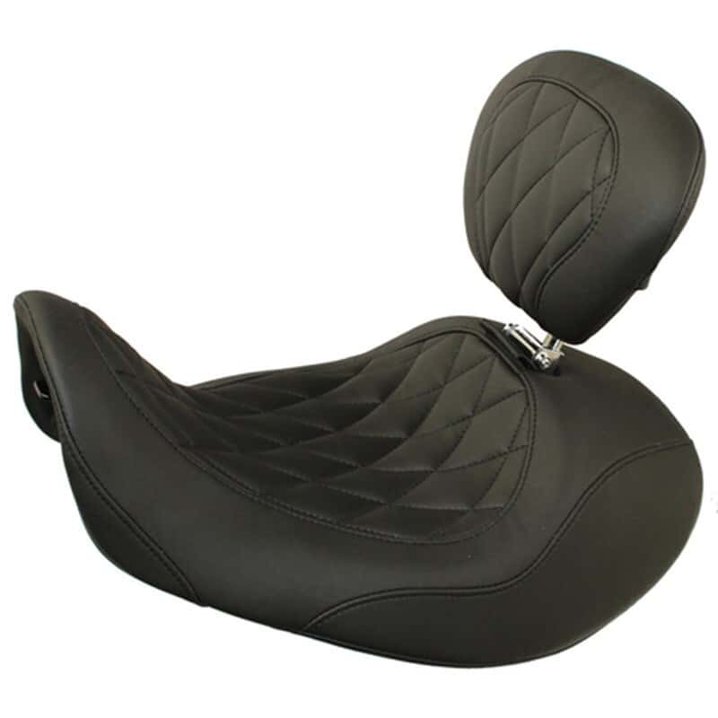 Mustang Motorcycle — Mustang 06-17 Harley Dyna Wide Tripper Forward Solo Seat w/Driver Backrest Diamond Stitch - Black - view 2