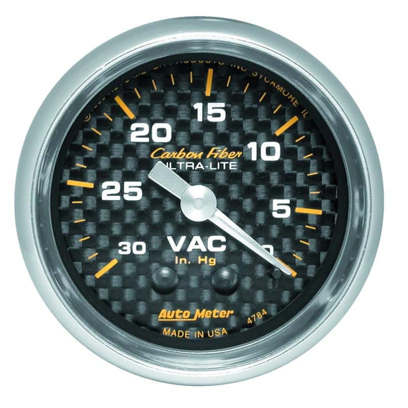 AutoMeter — Autometer 2-1/16in Vacuum Gauge Carbon Fiber Mechanical 30Hg
GA 2" VAC MECH CF - view 2