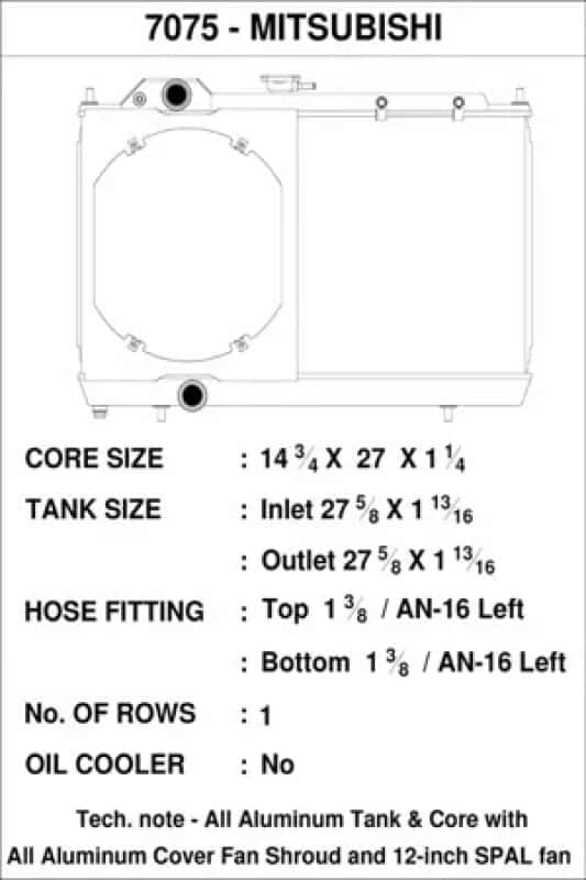 CSF — CSF 96-07 Mitsubishi Evo 4/5/6/7/8/9 Full-Slim Radiator w/12in Fan & Shroud/-16AN & Slip On Fitting
CSF Radiator - view 5