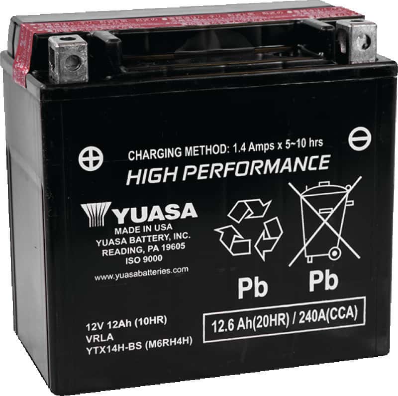 Yuasa Battery — Yuasa YTX14H-BS High Performance AGM 12-Volt Battery w/Bottle - view 1