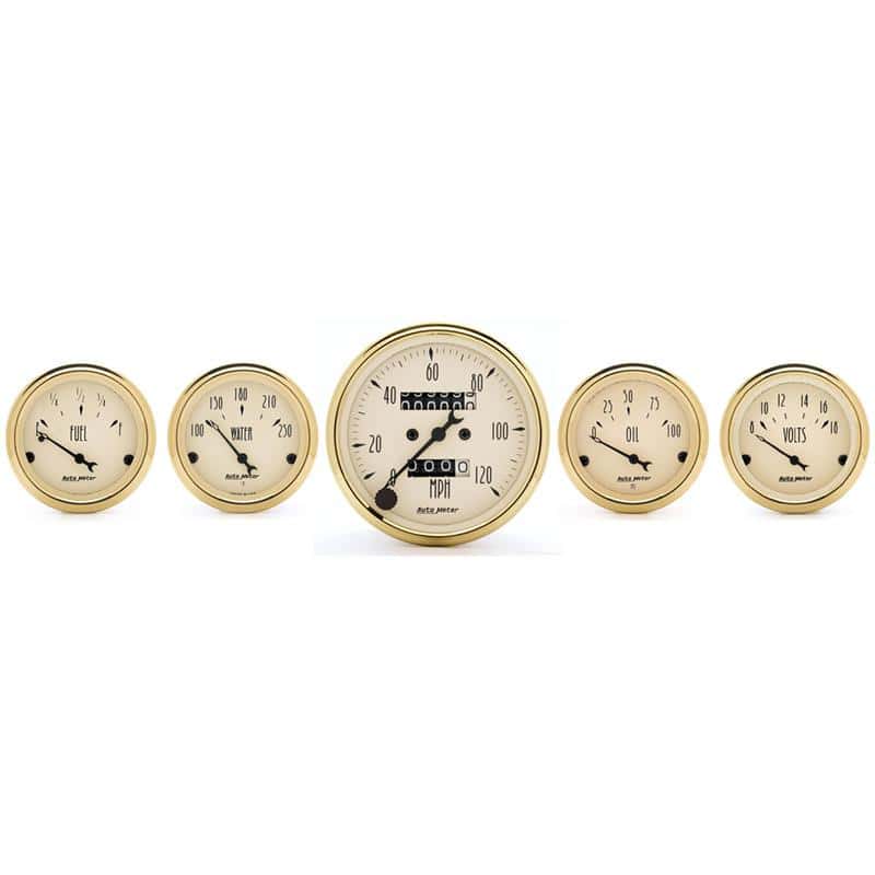 AutoMeter — Autometer Golden Oldies 5 piece Kit (Mech Speed/Elec Oil Press/Water Temp/Volt/Fuel Level)
GOLDEN OLDIES 5 PC. - view 1