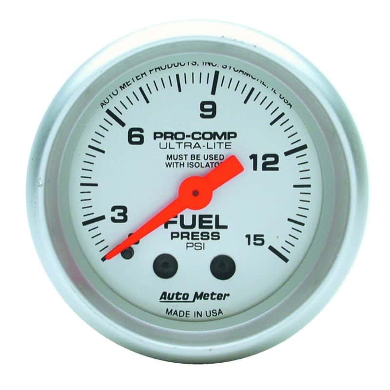 AutoMeter — Autometer Ultra-Lite 52mm 0-15 PSI Mechanical Fuel Pressure Gauge
2" FUEL PRESS, 0-15 - view 1