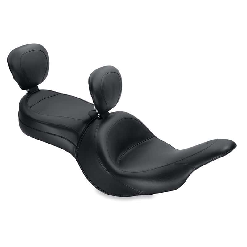 Mustang Motorcycle — Mustang 11-19 Kawasaki Vulcan 1700, Vaquero Std Touring 1PC Seat w/Driver and Pass Backrest - Black - view 2