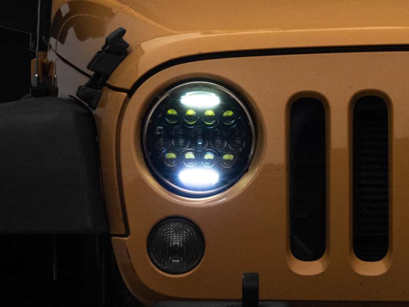 Raxiom — Raxiom 97-18 Jeep Wrangler TJ/JK Axial Series 13-LED Headlights- Black Housing (Clear Lens)
Headlights - view 2