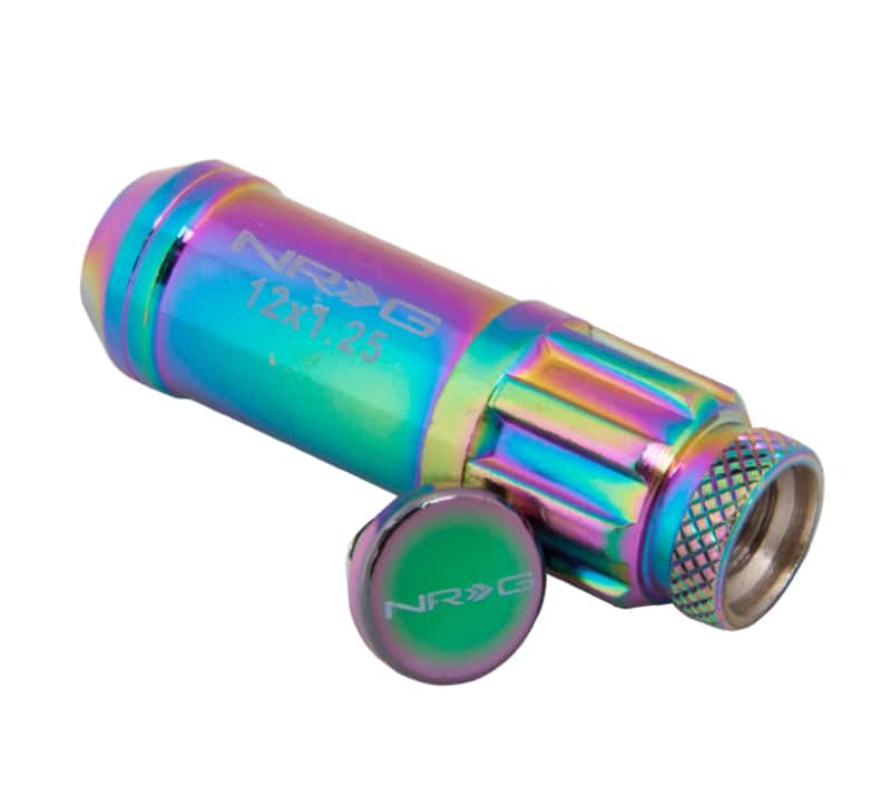 NRG — NRG 700 Series M12 X 1.25 Steel Lug Nut w/Dust Cap Cover Set 21 Pc w/Locks & Lock Socket - Neochrome - view 3