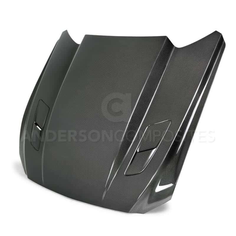 Anderson Composites — Anderson Composites 15-17 Ford Mustang (Excl. GT350/GT350R) Double Sided Carbon Fiber Cowl Hood - view 1