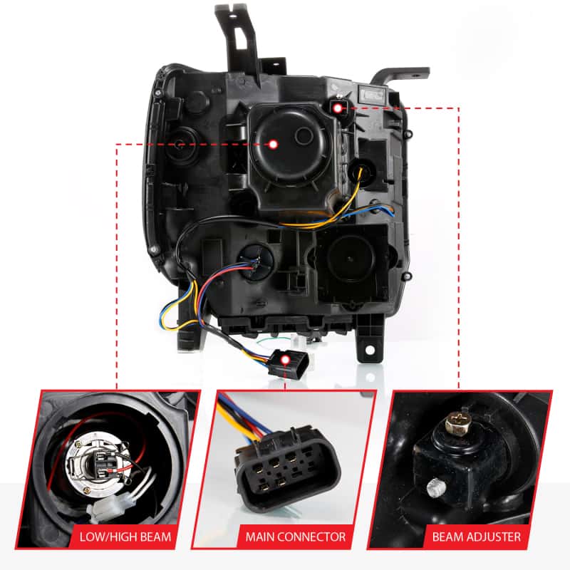 ANZO — ANZO GMC SIERRA 1500 14-15 2500H/15-19 Projector Headlight Plank Style Black w/ Switchback (Halogen)
Head Light Set
HdLtSet - view 5