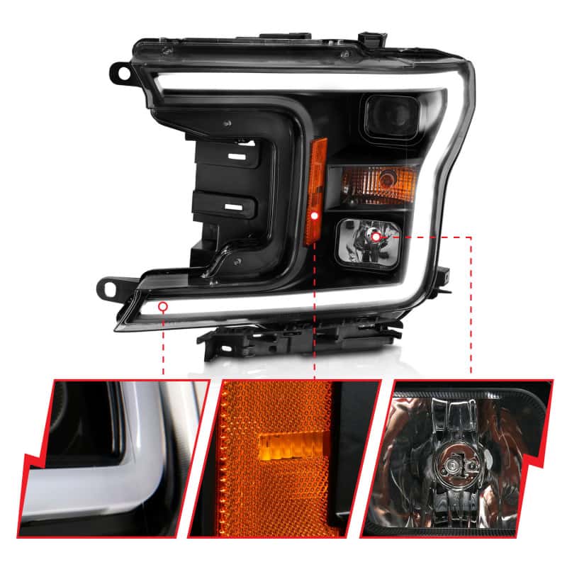 ANZO — ANZO 2018-2019 Ford F-150 Projector Plank Style H.L. Black Amber (Without Switchback)
Head Light Set - view 9