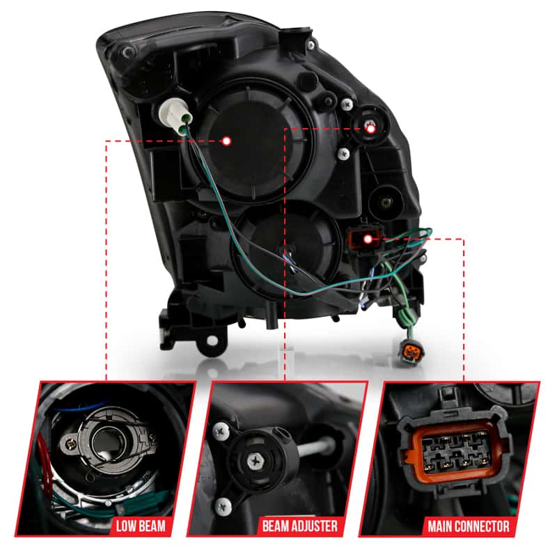 ANZO — ANZO 2003-2007 Infiniti G35 Projector Headlight Plank Style Black (HID Compatible, No HID Kit )
Head Light Set
HdLtSet - view 11