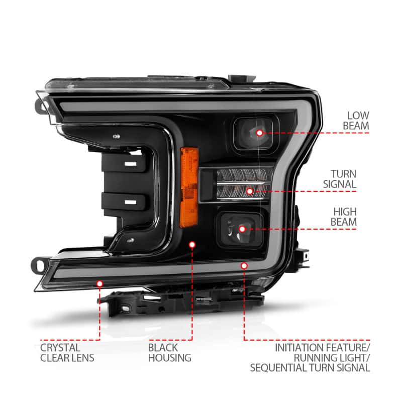 ANZO — ANZO 18-20 Ford F-150 (w/o Fctry LED) Full LED Proj Headlights w/Light Bar Swtchbk Seq. Black w/Init
Head Light Set
HdLtSet - view 7