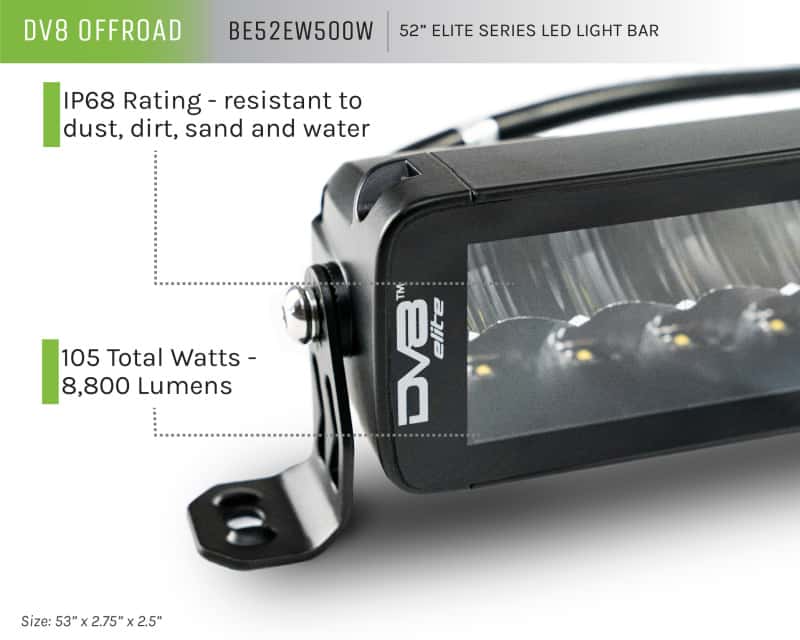 DV8 Offroad — DV8 Offroad 52in Elite Series Light Bar 500W LED - Black
52 in. LED LIGHT BAR - view 9