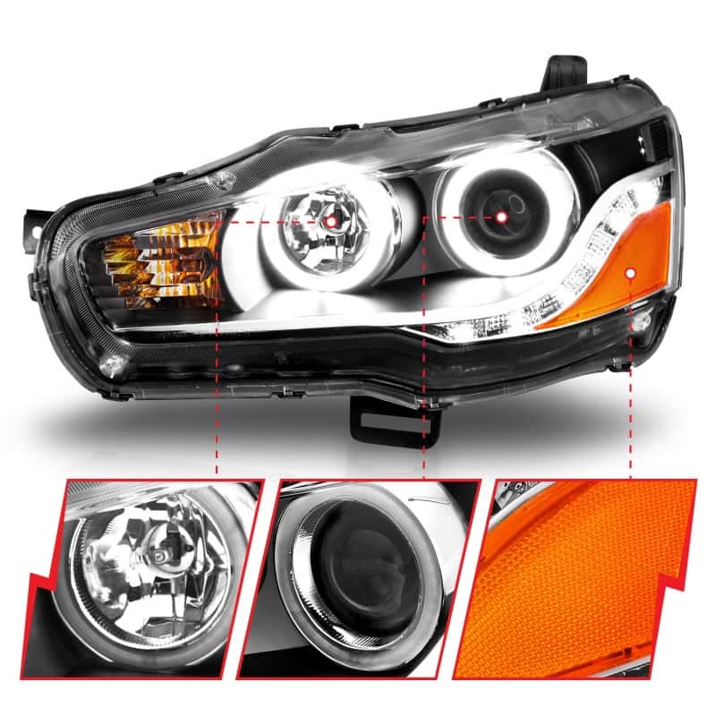 ANZO — ANZO 2008-2015 Mitsubishi Lancer Projector Headlights w/ Halo Black (CCFL)
Head Light Set
HdLtSet - view 4