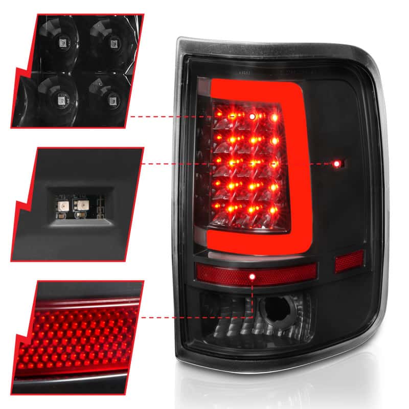 ANZO — ANZO 2004-2006 Ford F-150 LED Tail Lights w/ Light Bar Black Housing Clear Lens - view 4