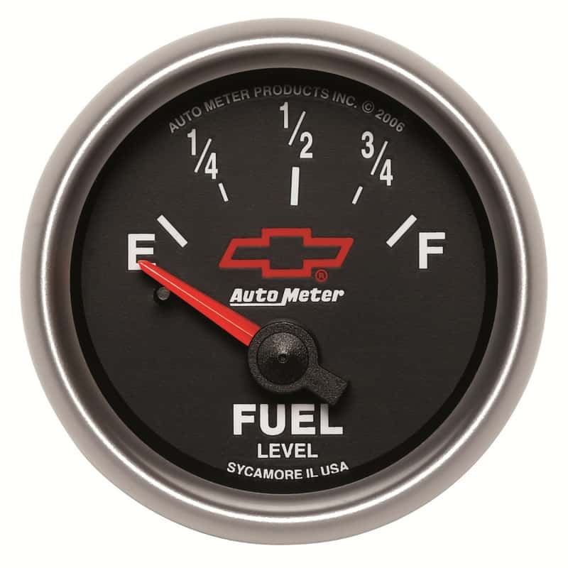 AutoMeter — Autometer GM Bowtie Black 2-1/16 Fuel Level, 0-90 , Air-Core 8-18V
2-1/16" FUEL LEVEL, - view 1