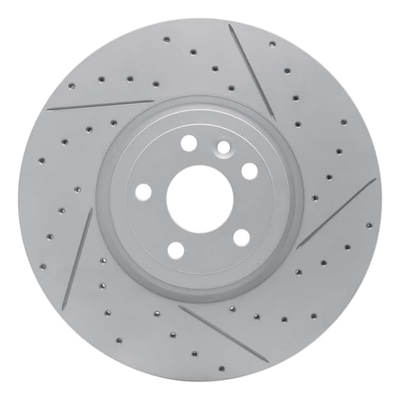 R1 Concepts — R1 17-20 Jaguar Xe Front Right Drilled & Slotted Geo-Carbon Rotor - view 1