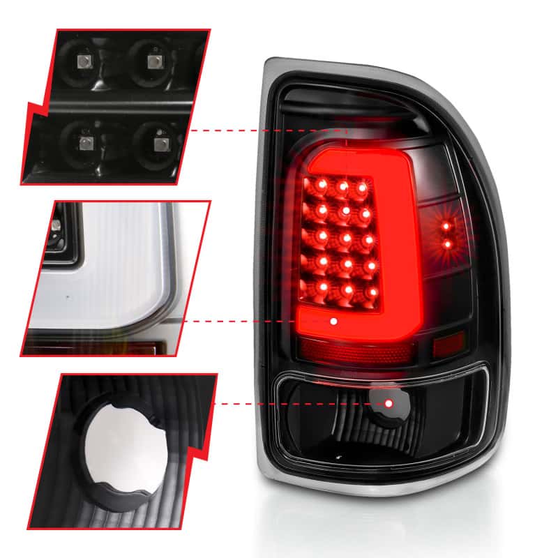 ANZO — ANZO 1997-2004 Dodge Dakota LED Taillights Black Housing Clear Lens Pair - view 10
