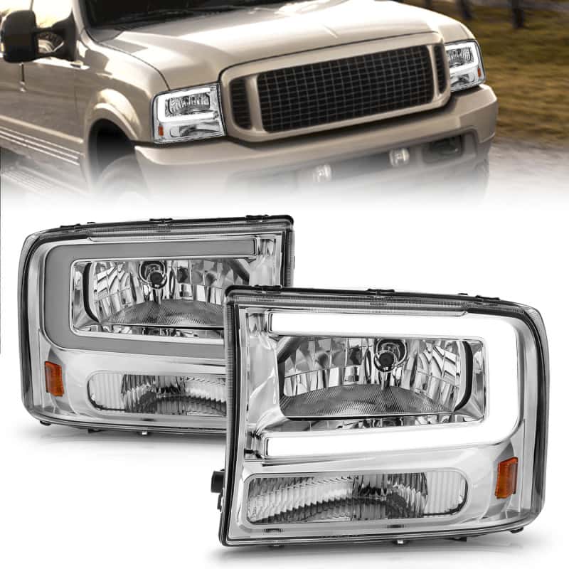 ANZO — ANZO 99-04 Ford F250/F350/F450/Excursion (excl. 99) Crystal Headlights - w/ Light Bar Chrome Housing
Head Light Set
HdLtSet - view 2