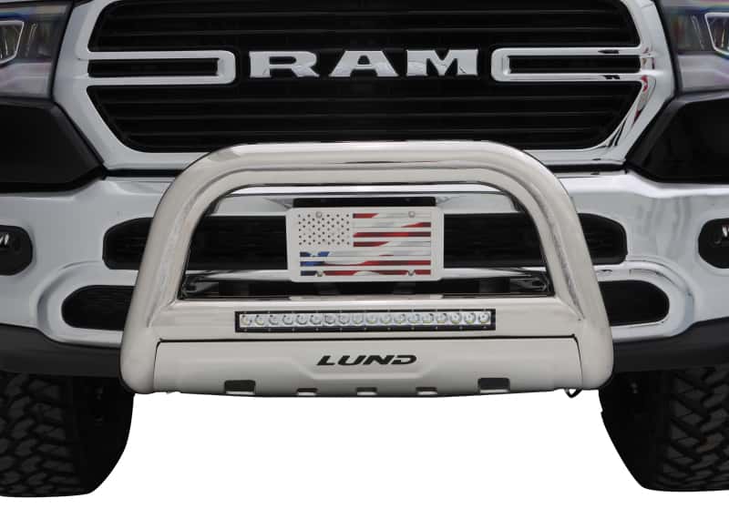 LUND — Lund 09-17 Dodge Ram 1500 (Excl. Rebel Models) Bull Bar w/Light & Wiring - Polished
BULL BAR W-LED LIGHT
Bull Bar - view 1