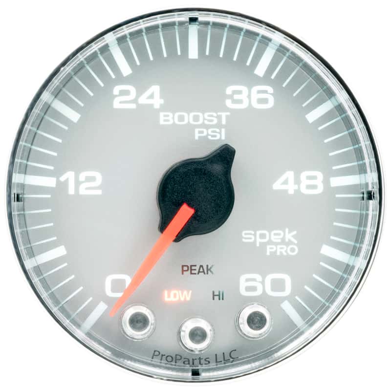 AutoMeter — Autometer Spek-Pro Gauge Boost 2 1/16in 60psi Stepper Motor W/Peak & Warn Slvr/Chrm
GA 2" BST 60 SFC SPK - view 2
