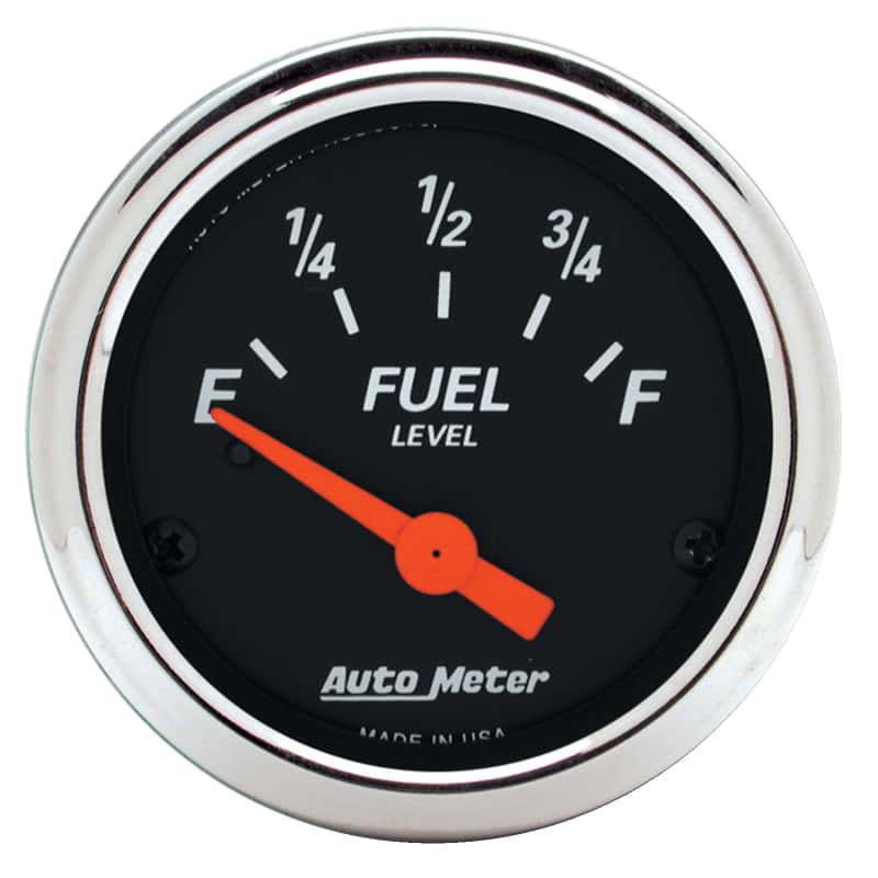 AutoMeter — Autometer Designer Black 2 1/16in 0 Ohm E to 90 Ohm F Electronic Fuel Level Gauge
GA 2" FUEL 0-90 DB - view 1