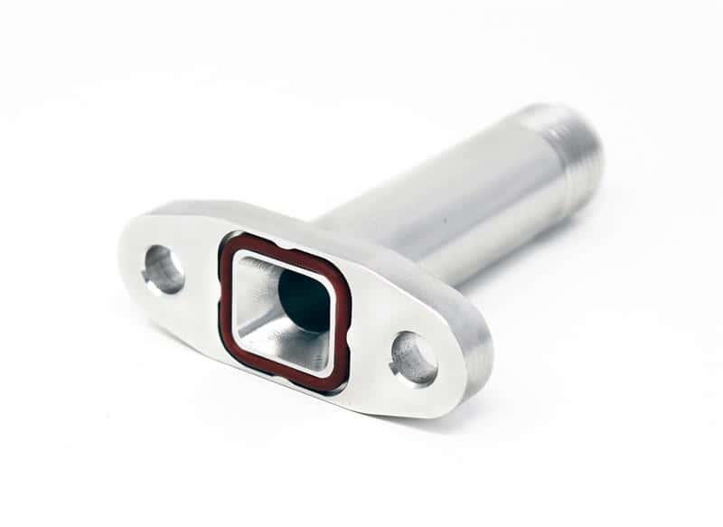Torque Solution — Torque Solution Extended Port Matched Oil Drain Flange: -10AN for T3/T4 PTE / Turbonetics - view 2