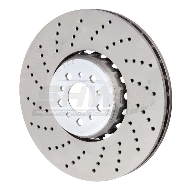 SHW Performance — SHW 2020+ BMW X3 M 3.0L Left Front Cross-Drilled Lightweight Brake Rotor (34118054825) - view 2